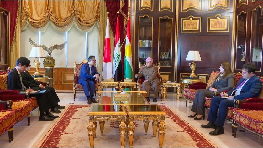 خلال اجتماع الرئيس بارزاني بالسفير الياباني والوفد المرافق