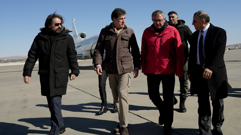 Kurdistan Region President Nechirvan Barzani (second from left) arriving in Turkey's quake-hit Gaziantep, Feb. 14, 2023. (Photo: Kurdistan Region Presidency)