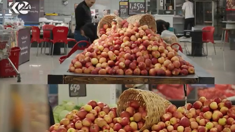 سیب برواری در یکی از فروشگاه‌های اقلیم کوردستان