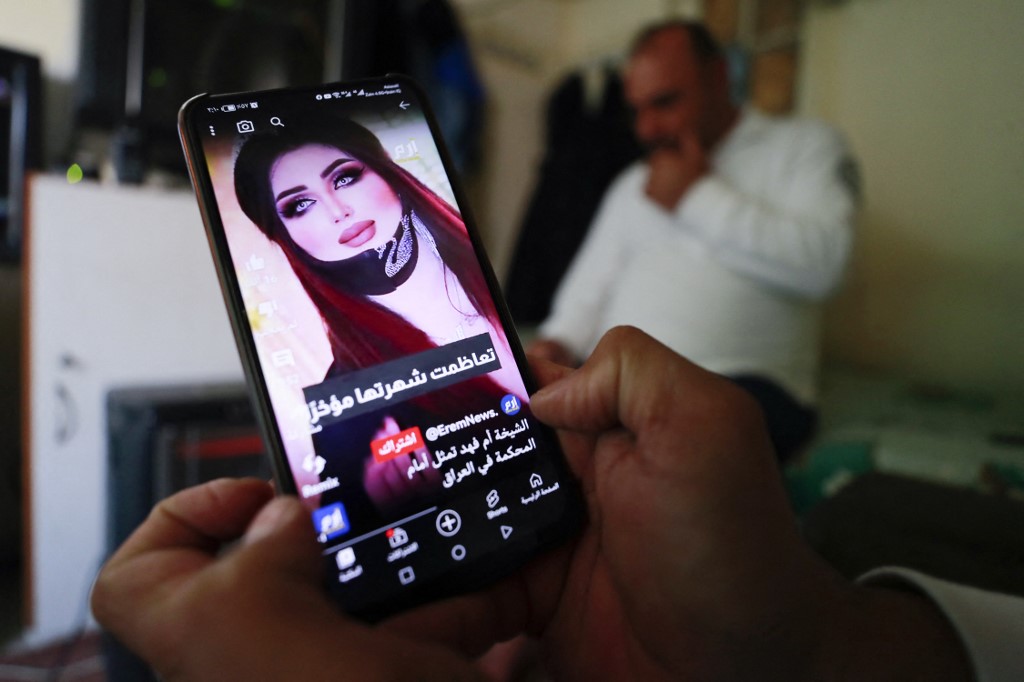 A picture of TikTok celebrity Om Fahed, Feb. 12, 2023. (Photo: Ahmad Al-Rubaye/AFP)