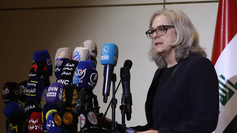 US Ambassador to Iraq Alina Romanowski speaks during the 2nd edition of the Iraq Oil and Gas Show conference in Baghdad, Feb. 18, 2023. (Photo: Ahmad Al-Rubaye/AFP)
