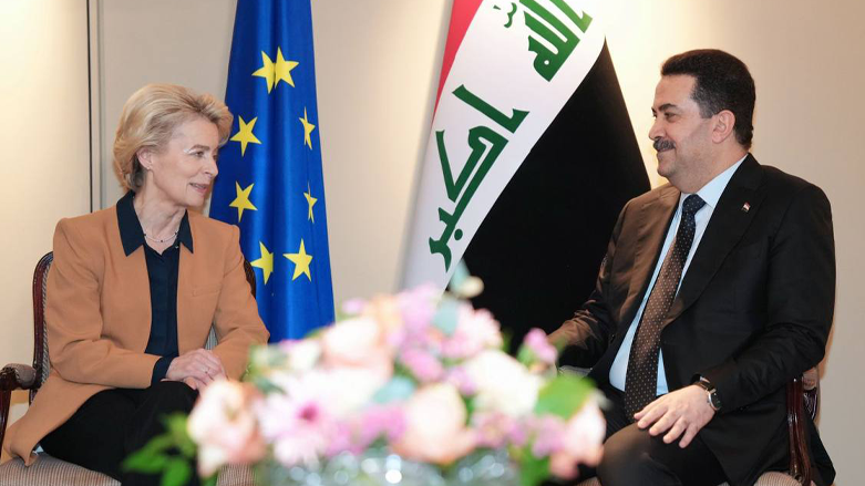 Iraqi Prime Minister, Mohammed Shia Al-Sudani (right), during his meeting with European Commission President, Ursula von der Leyen, Feb. 18, 2023. (Photo: Media Office of the Iraqi Prime Minister)