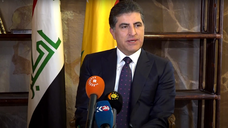 Kurdistan Region President Nechirvan Barzani speaking during a press conference on the sidelines of the Munich Security Conference in Germany, Feb. 19, 2023. (Photo: Kurdistan 24)