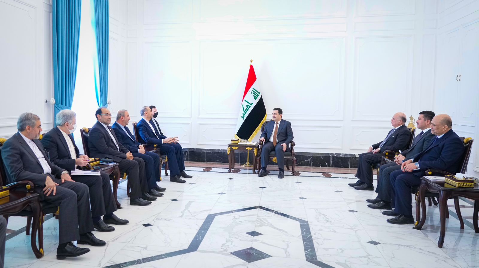 Iraqi Prime Minister Mohammed Shia' Al Sudani during his meeting with Foreign Minister of Iran Hossein Amir-Abdollahian, Feb. 22, 2023. (Photo: the Media Office of the Iraqi Prime Minister) 