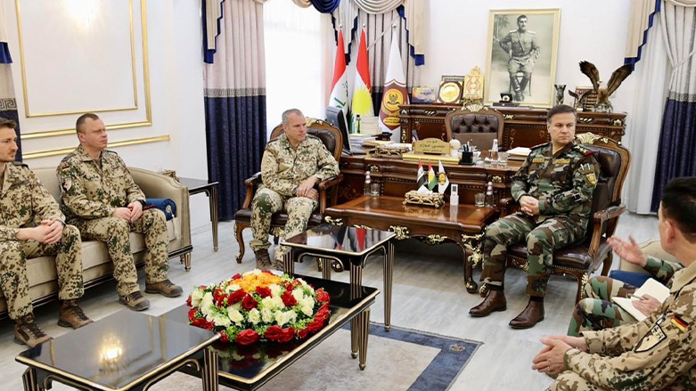 جزء من اجتماع رئيس أركان وزارة البيشمركة مع القائد الاستشاري للقوات الألمانية في العراق والأردن