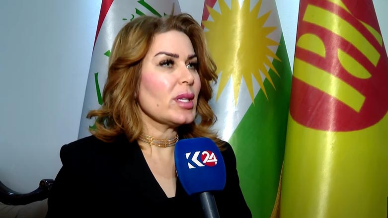 Ikhlas Sabah Al-Dulaimi, a member of the Finance Committee of the Iraqi Parliament from the KDP, speaking to Kurdistan 24, Feb. 28, 2023. (Photo: Kurdistan 24)