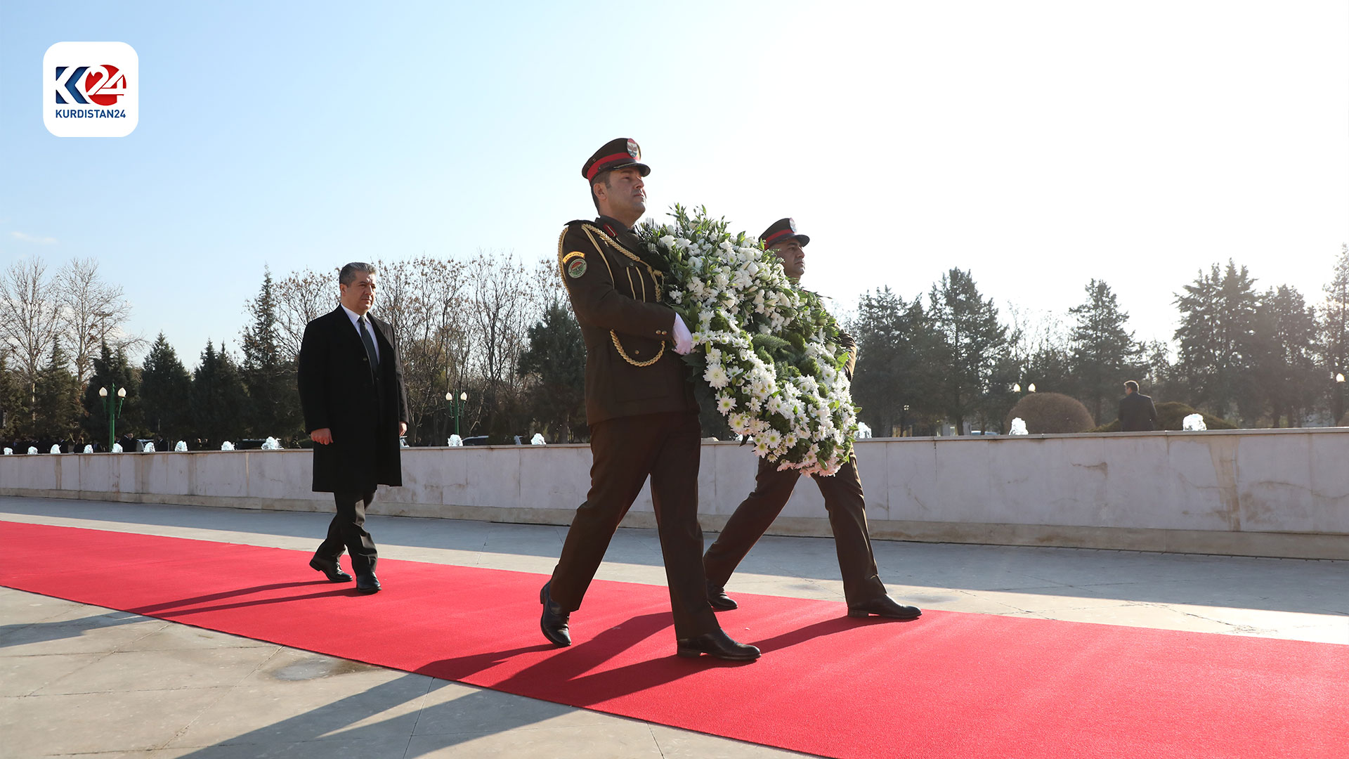 بەشداریی مەسرور بارزانی لە رێوڕەسمی ساڵیادی شەهیدانی یەکی شوبات  (وێنە: ئیسلام هیرۆ - کوردستان24)