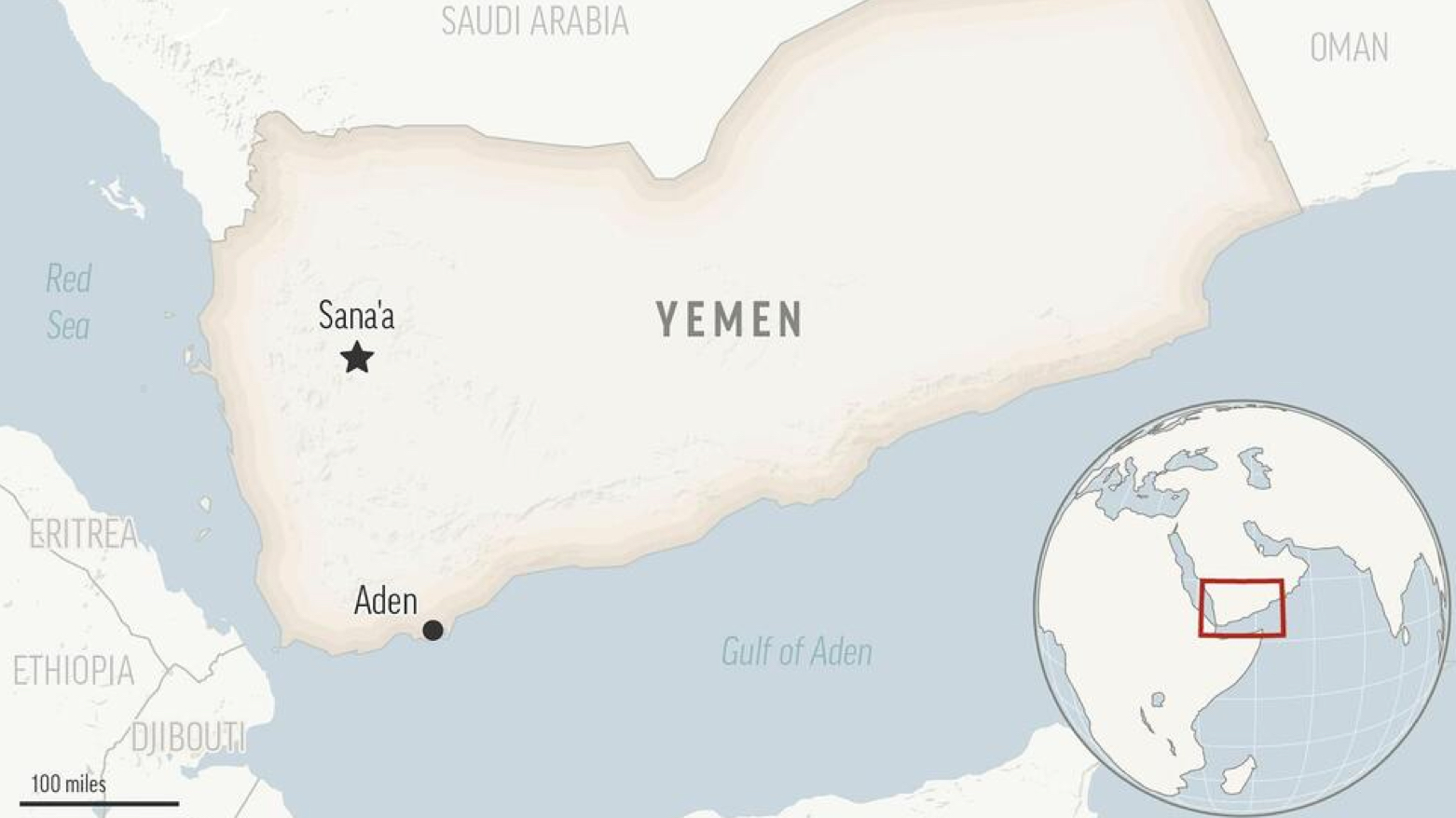 This is a locator map for Yemen with its capital, Sanaa. (Photo: AP)