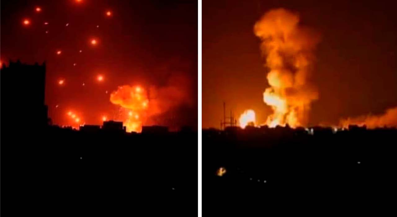 Airstrikes in the city of Deir el-Zour, Syria. Photograph: (Photo: X platform)