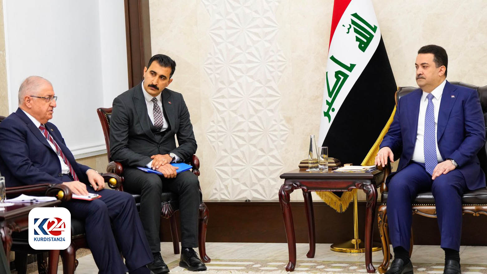 محمد شیاع السودانی، نخست وزیر عراق و یاشار گولر، وزیر دفاع ترکیه