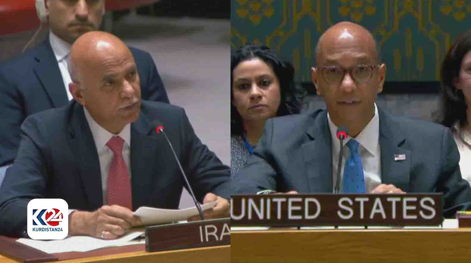 Irak’ın BMGK Temsilcisi Abbas Kazım ve ABD'nin BM Güvenlik Konseyi Temsilcisi Robert Wood
