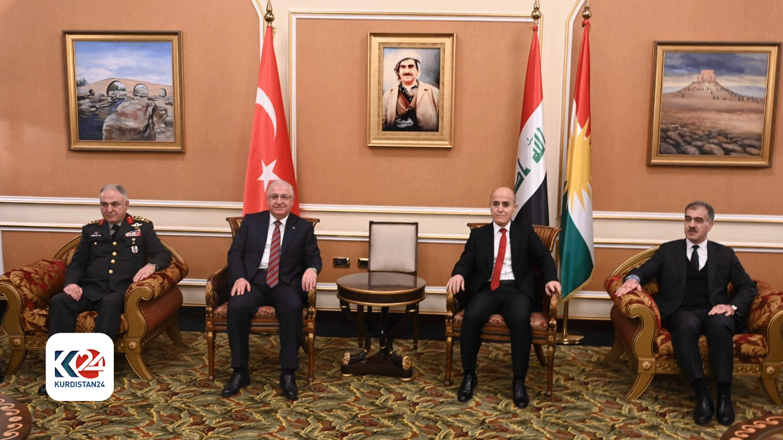 Kurdistan Region Minister of Peshmerga Affairs Shorish Ismael (right), during his meeting with Turkish Minister of National Defense Yaşar Güler, Feb. 6, 2024. (Photo: KRG Department of Foreign Relations)