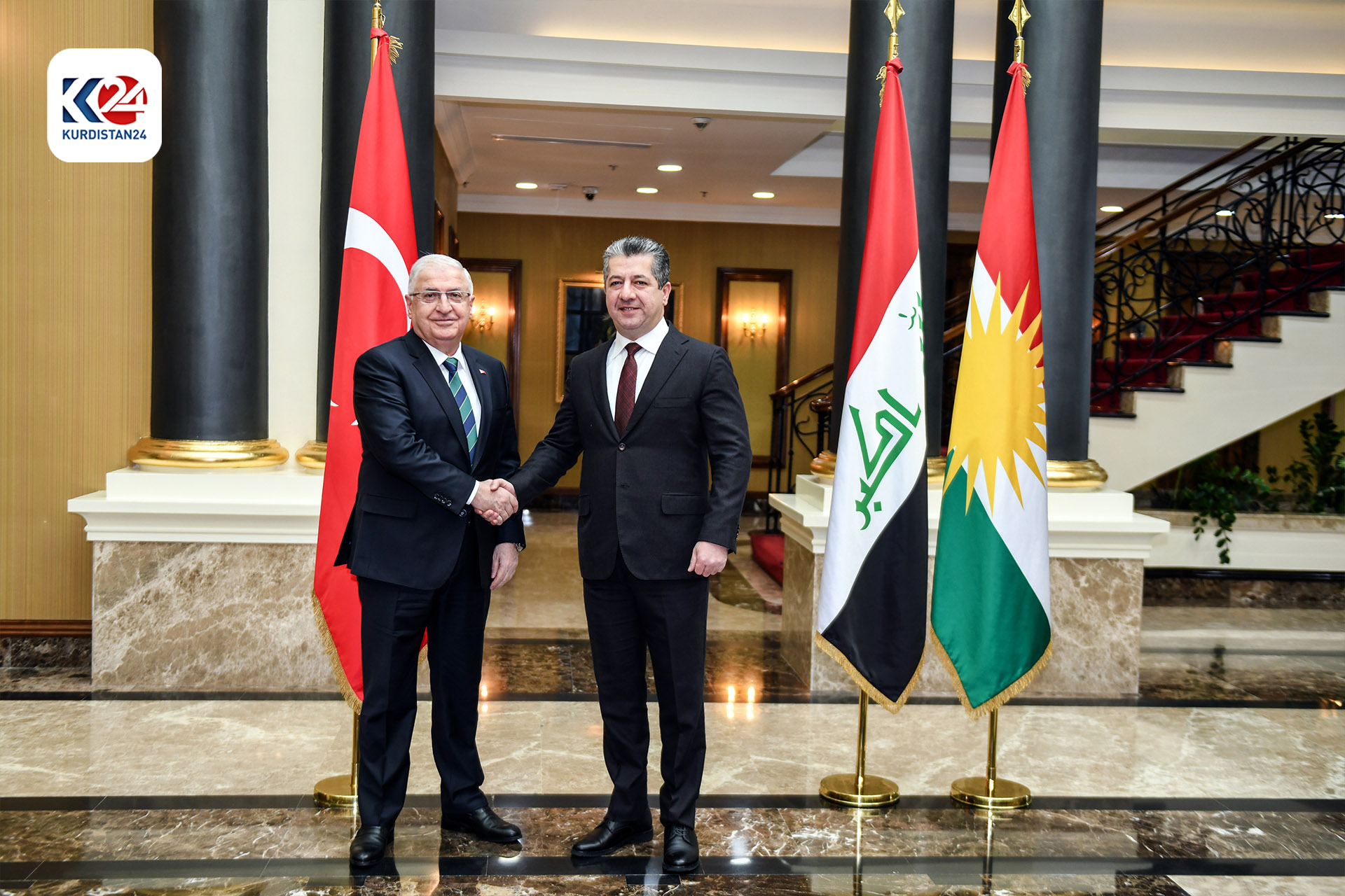 پێشوازی سەرۆکوەزیران مەسرور بارزانی لە وەزیری بەرگری و سوپاسالاری تورکیا