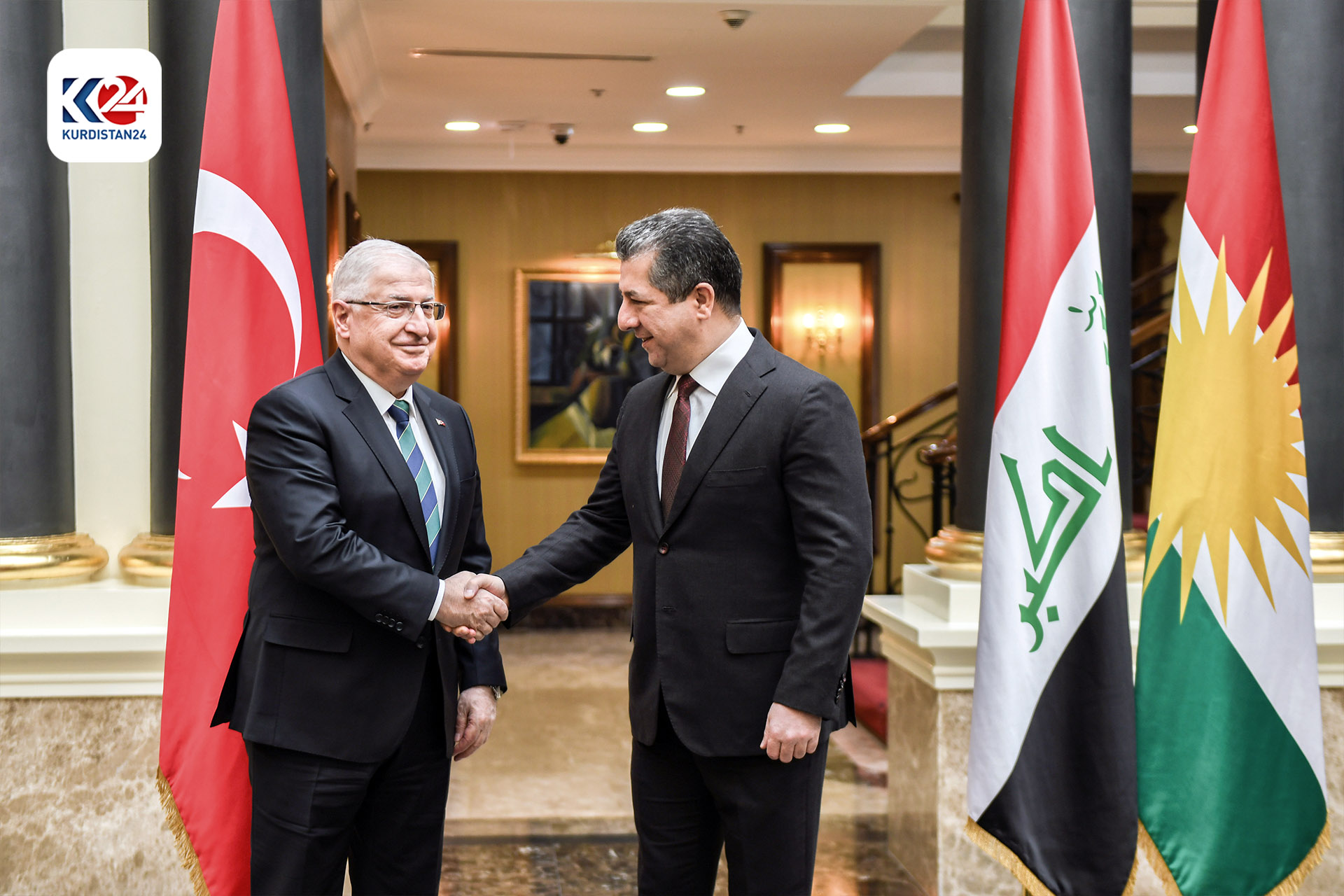 پێشوازی سەرۆکوەزیران مەسرور بارزانی لە وەزیری بەرگری و سوپاسالاری تورکیا