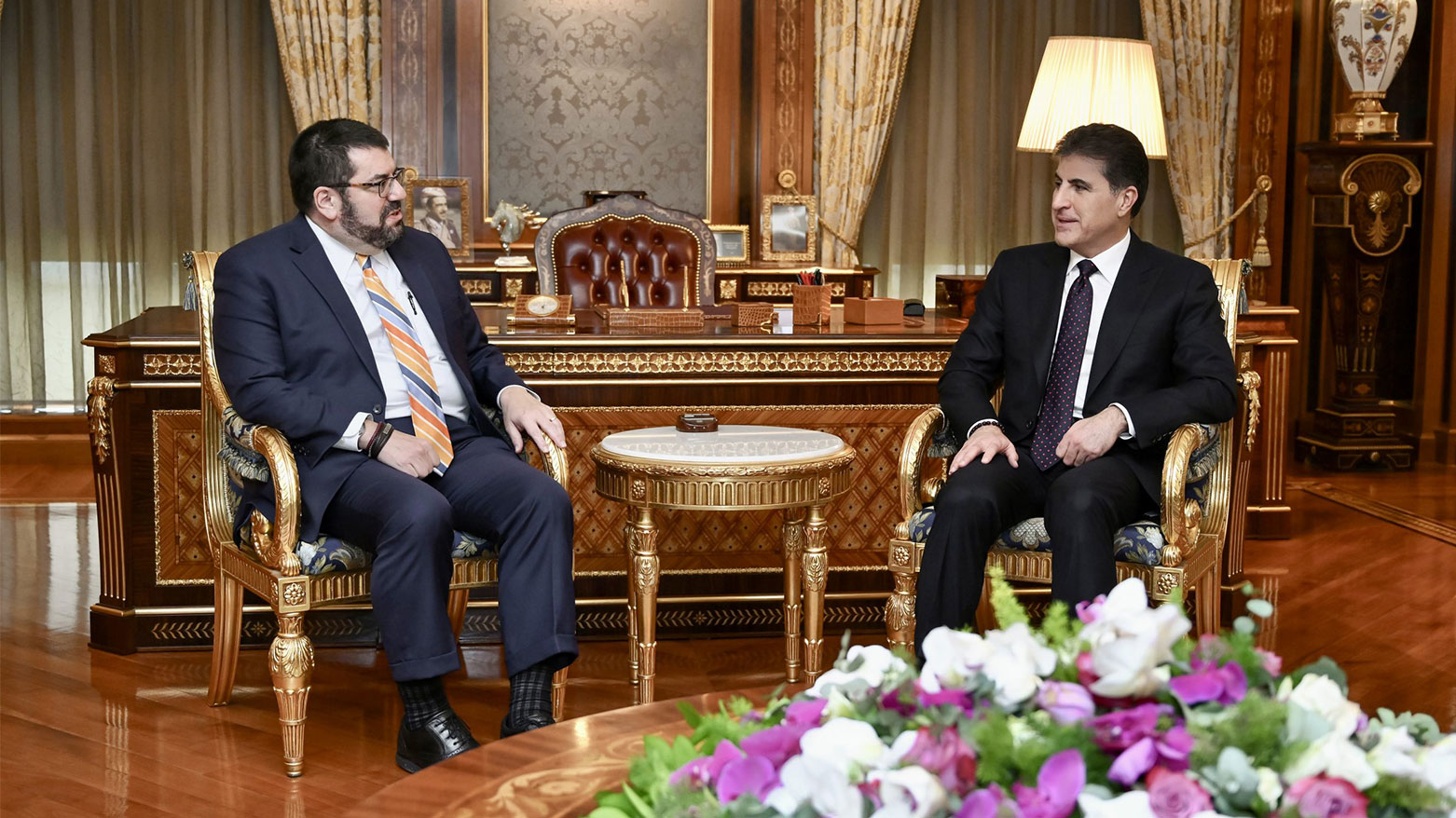 نچیروان بارزانی، رئیس اقلیم کوردستان و دیوید برگر، کاردار سفارت آمریکا در عراق