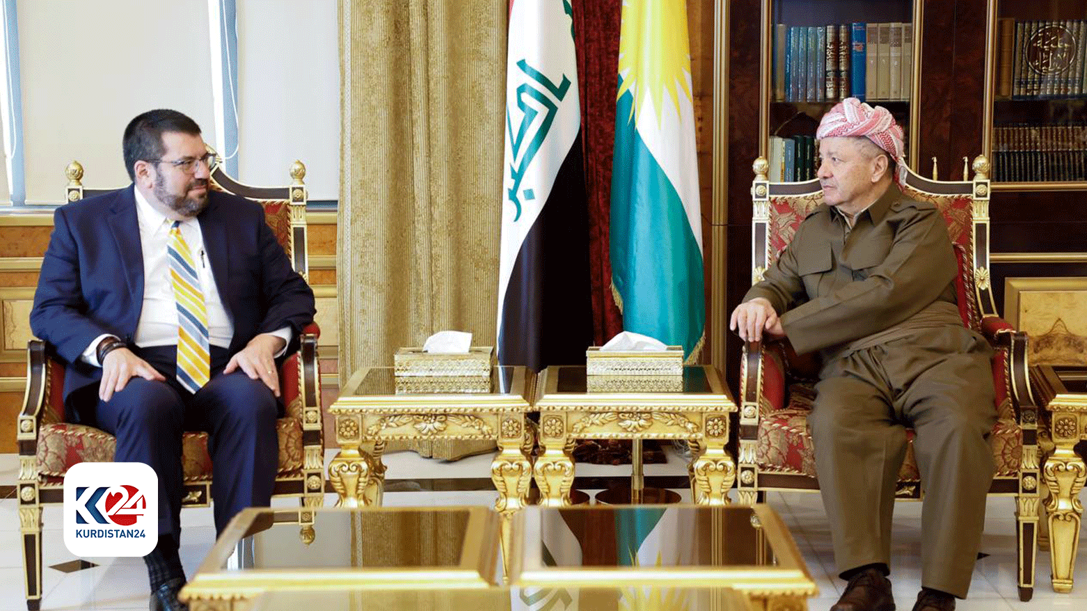 ABD’nin Bağdat Büyükelçiliği Maslahatgüzarı David Berker ve Başkan Mesud Barzani
