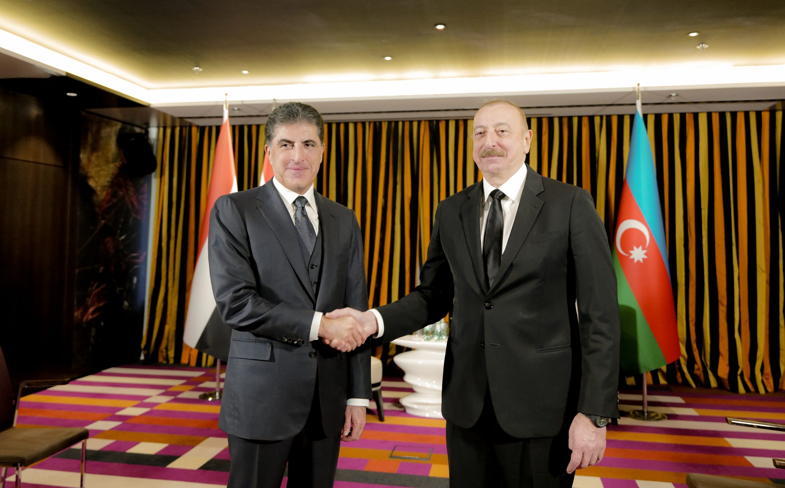 الهام علی‌اف رئیس جمهور آذربایجان و نچیروان بارزانی رئیس اقلیم کوردستان