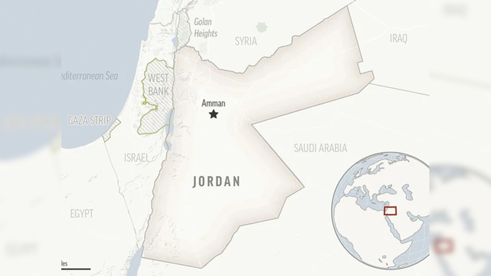This is a locator map for Jordan with its capital, Amman. (Photo: AP)