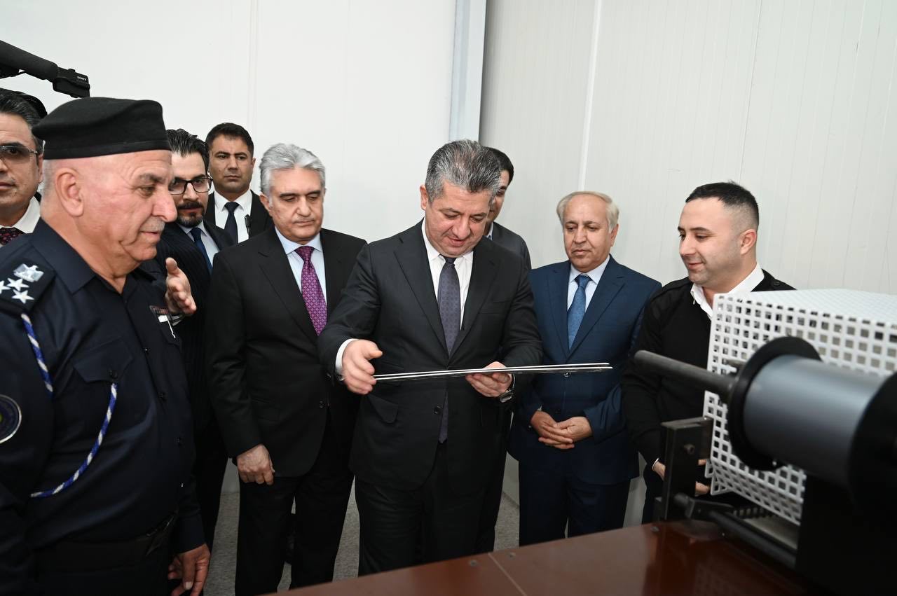 Kurdistan Region Prime Minister Masrour Barzani visiting the Halabja Traffic Directorate, Feb. 22, 2024. (Photo: KRG)