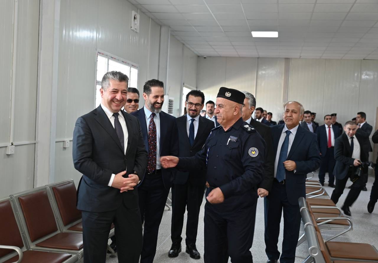 Kurdistan Region Prime Minister Masrour Barzani visiting the Halabja Traffic Directorate, Feb. 22, 2024. (Photo: KRG)