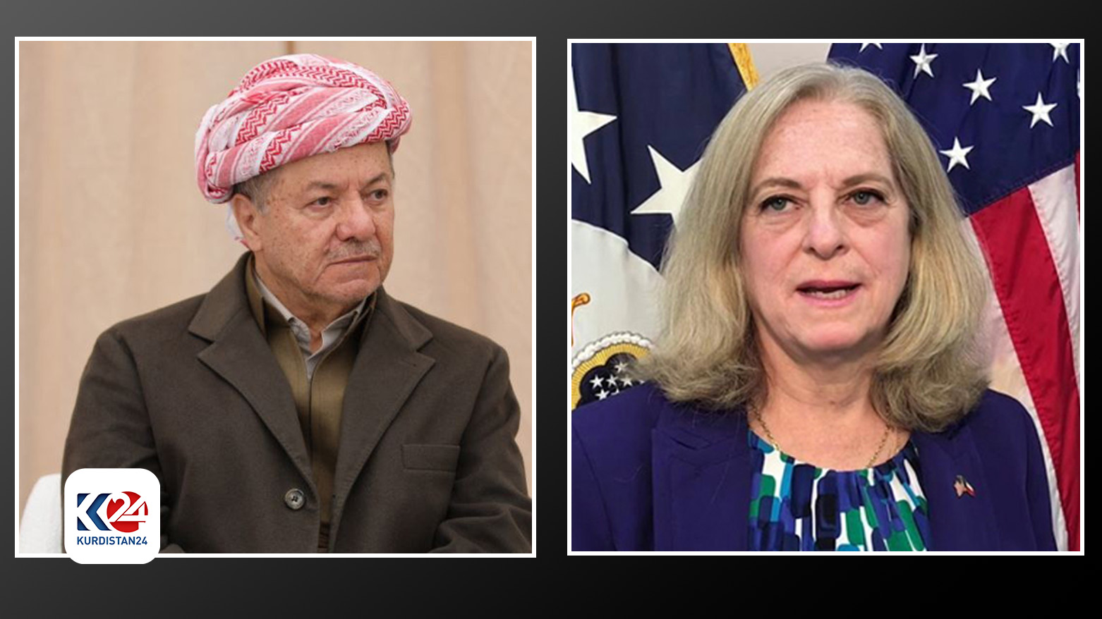 آلینا رومانوفسکی سفیر آمریکا در عراق و پرزیدنت مسعود بارزانی