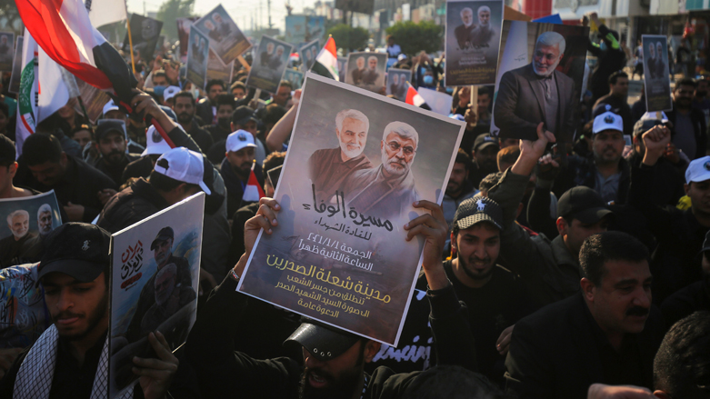 متظاهرون مؤيديون للحشد في حي الشعلة ببغداد - صورة: فرانس برس