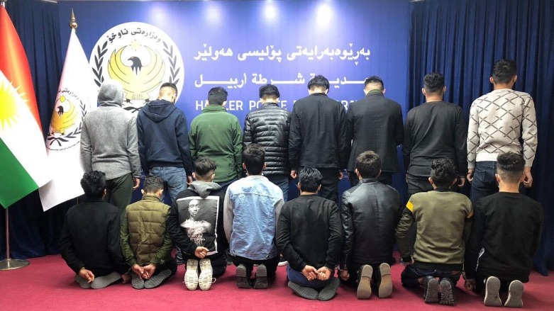The 16 suspects accused of the attacks, Jan. 3, 2021. (Photo: Erbil Police)