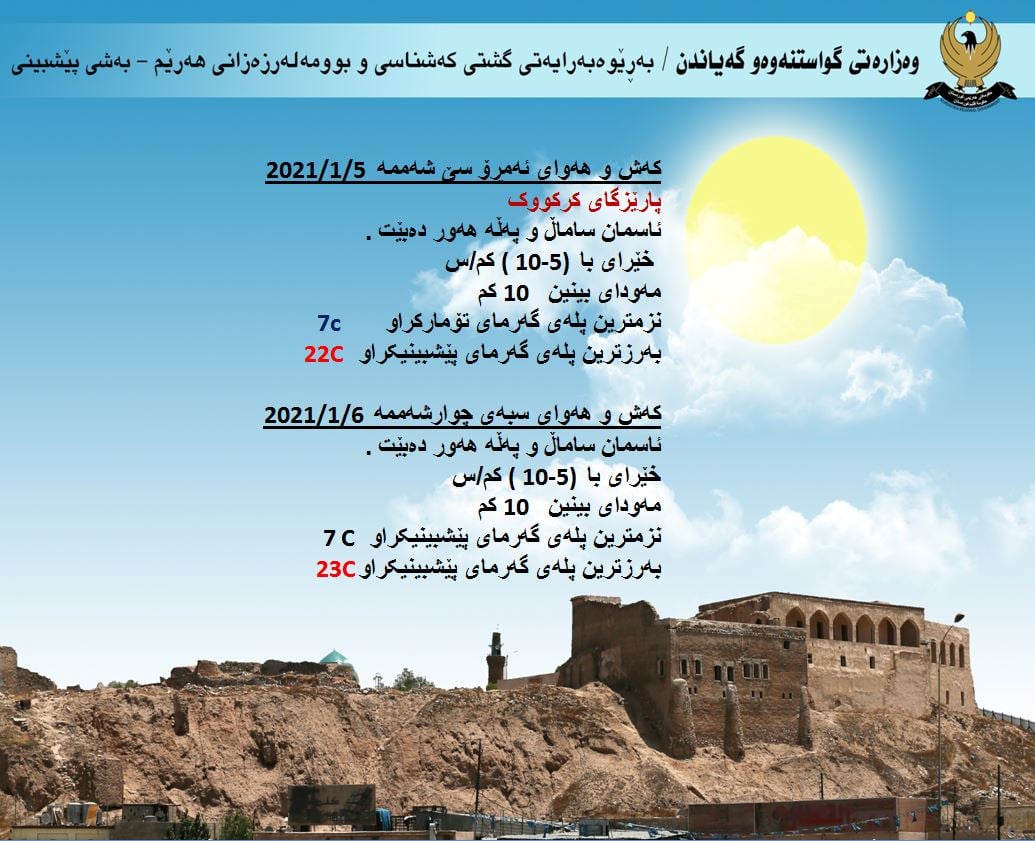 كەشوھەوای ئەمڕۆ و سبەی كەركووك