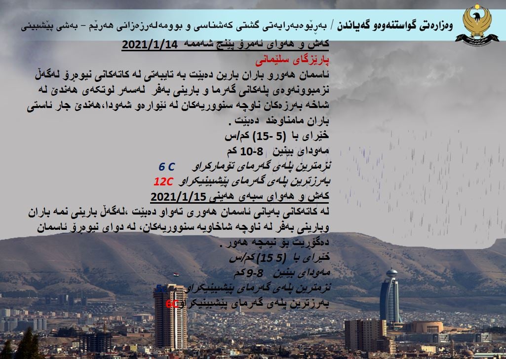 كەشوھەوای ئەمڕۆ و سبەی سلێمانی