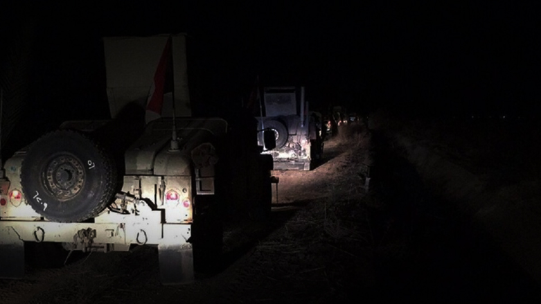Iraqi military vehicles patrol a rural tract of land at night. (Photo: Archive)