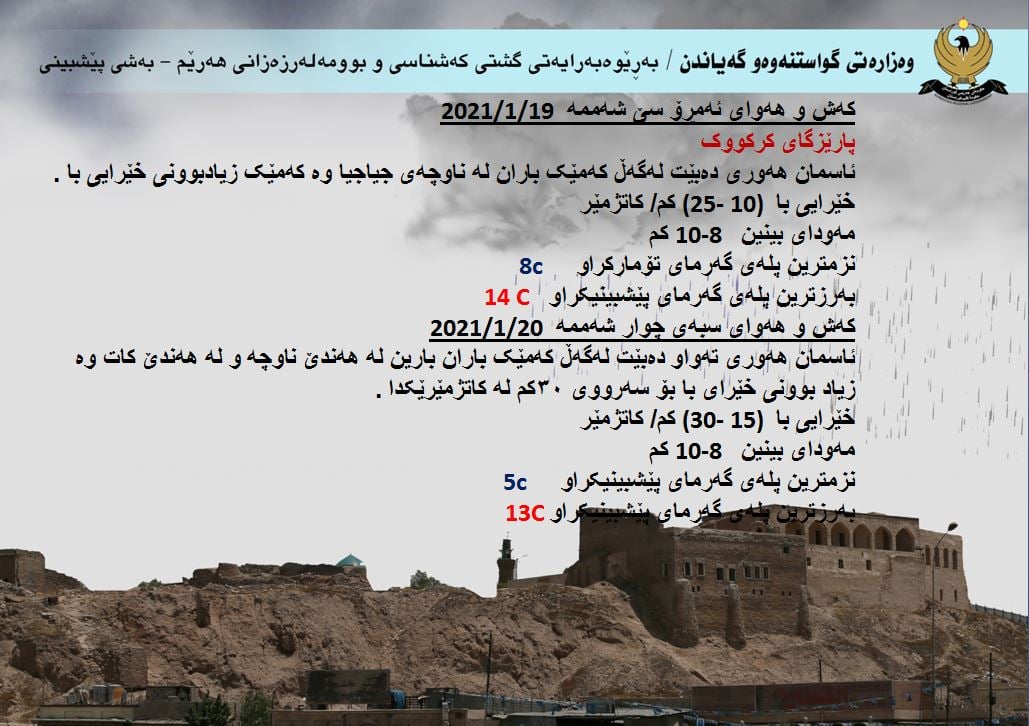 كەشوھەوای ئەمڕۆ و سبەی كەركووك