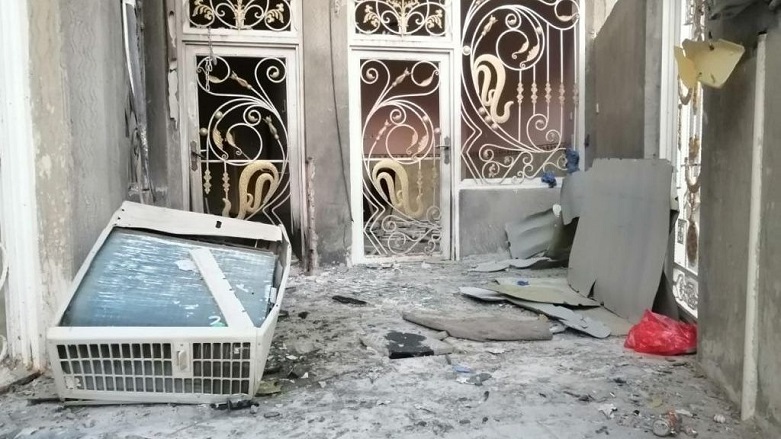 Damage is seen at the house of Iraqi activist Hisham al-Shammari following the detonation of an explosive device placed there by unknown men in the southern city of Nasiriyah, Jan. 19, 2021. (Photo: Social Media)