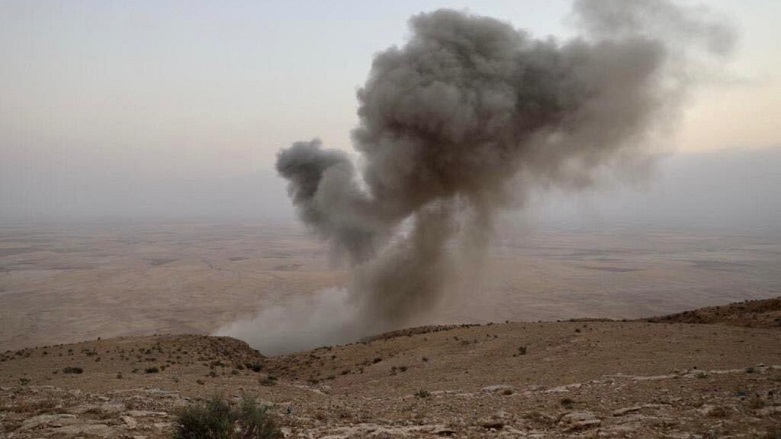 A previous coalition airstrike targets the Islamic State at Qarachokh Mountain, a rural area outside the disputed district of Makhmour. (Photo: Kurdistan 24)