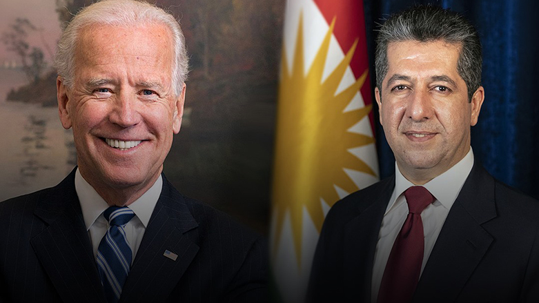Kurdistan Region Prime Minister Masrour Barzani (right) and the newly-inaugurated President of the United States, Joe Biden. (Photo: Archive)
