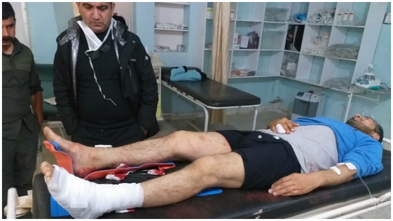 A civilian injured by a suspected Turkish drone attack in the northeastern Syrian city of Kobani receives medical treatment, Jan. 22, 2021. (Photo: Hawar News Agency)