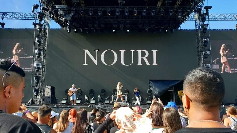 Kurdish singer and songwriter NOURI performs in front of a crowd of 22,000 in Hastings, New Zealand, Jan. 23, 2021. (Photo: NOURI)
