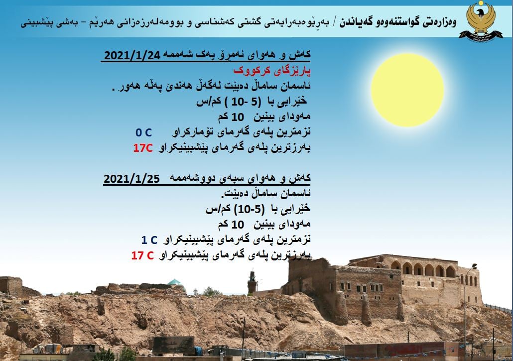 كەشوھەوای ئەمڕۆ و سبەی كەركووك