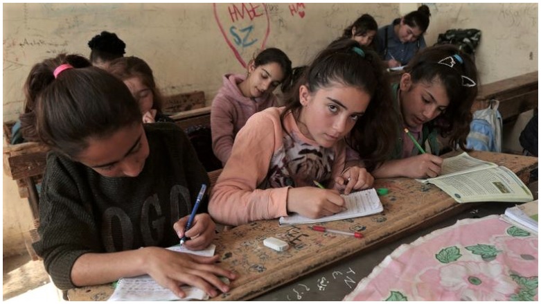 Kurdish students attend class at a school in Qamishli, Syria, March 11, 2019. (Photo: Reuters/Issam Abdallah)