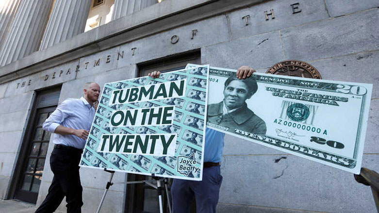 وێنه‌ی هاریێت تابمان، چالاكوانی به‌رهه‌ڵستكاری كۆیلایه‌تی له‌سه‌ر كاغه‌زی نه‌ختینه‌ی 20 دۆلاری