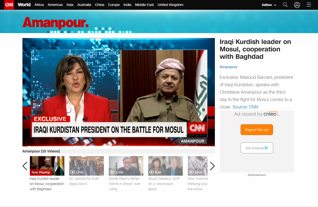 دیدار سی ان ان با پرزیدنت بارزانی