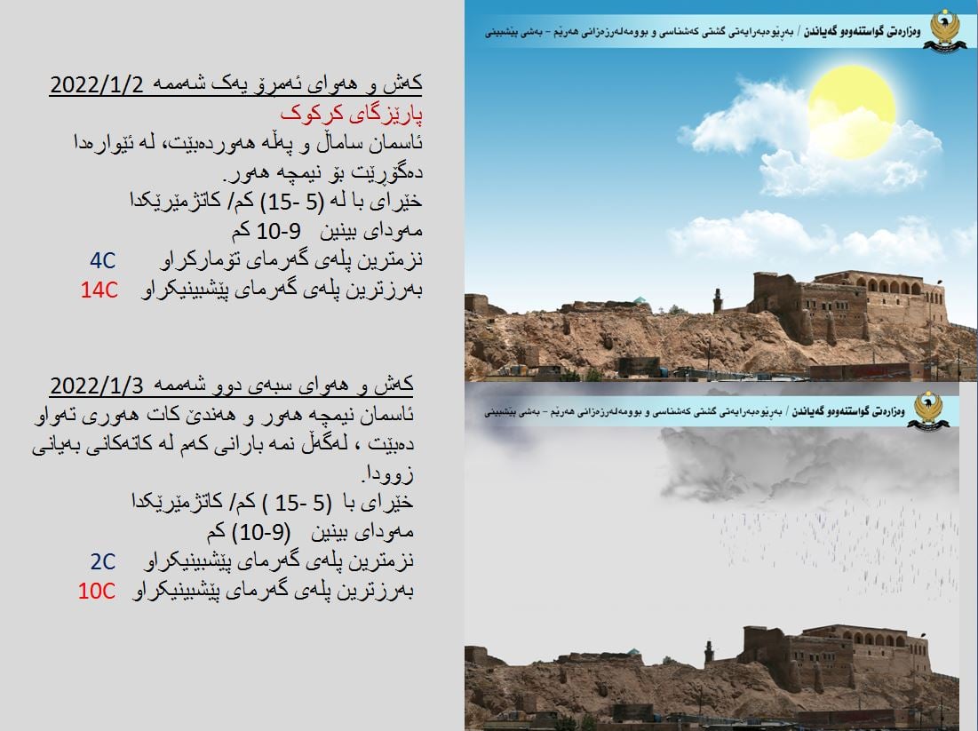 كەشوھەوای ئەمڕۆ و سبەی كەركووك