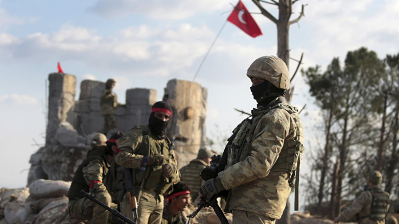 Turkish forces on the outskirts of the Kurdish enclave of Afrin in northwestern Syria. (Photo: Associated Press)