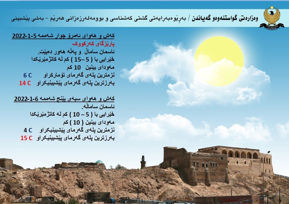 كەشوھەوای ئەمڕۆ و سبەی كەركووك