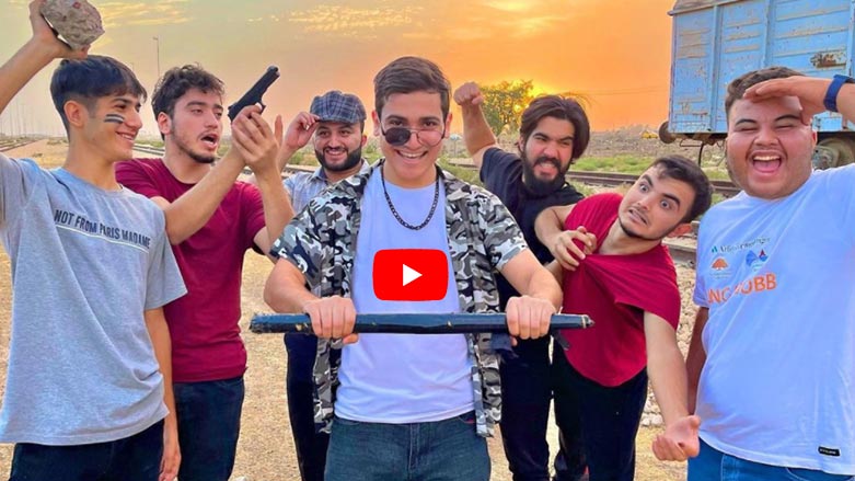 Kurdish teen actor Salman Vines along with a number of fellow performers (Photo: A screengrab from Salman Vines' YouTube channel)