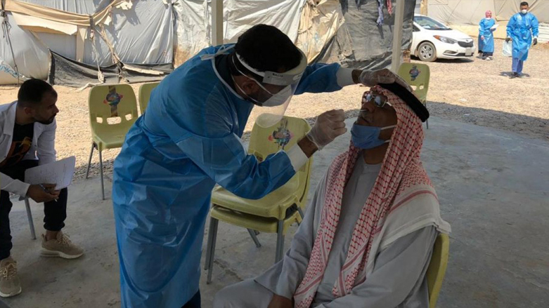 Displaced persons in Iraq being taking PCR tests for COVID-19 in an IDP camp near Baghdad. (Photo: UNHCR)
