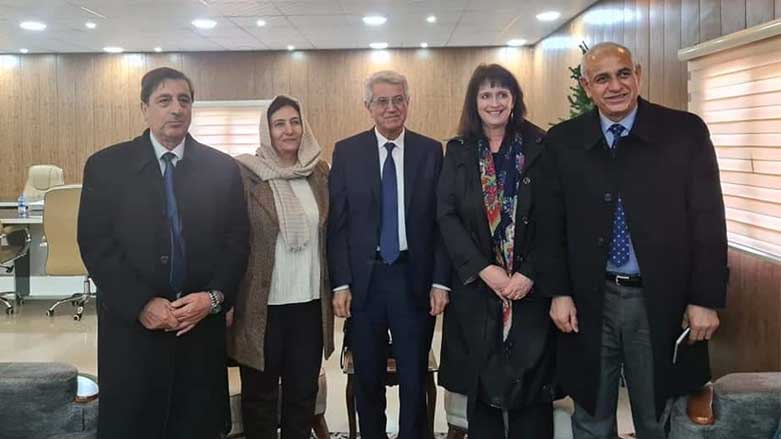 The KNC met with the Chair of the US Commission on International Religious Freedom (USCIRF), Nadine Maenza, in Qamishlo on Friday, Jan. 14, 2022 (Photo: KNC).
