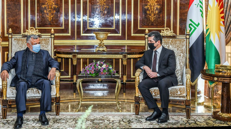 Prime Minister Masrour Barzani (Right) and and Hadi Al-Amiri during today's meeting. (Photo: KRG)