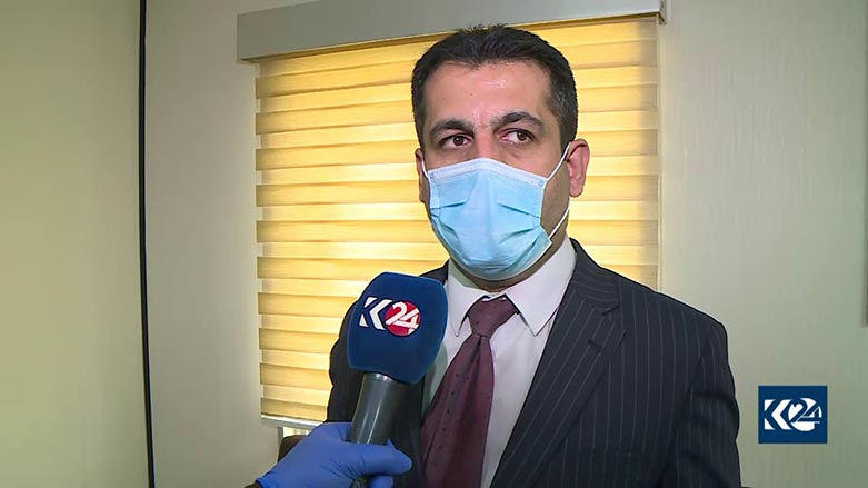 Kurdistan Region Minister of Health Saman Barzanji being interviewed by Kurdistan 24. (Photo: Kurdistan 24)