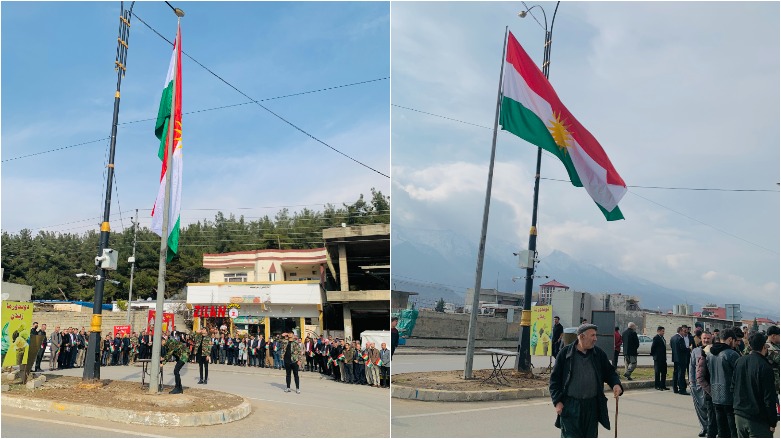 Flag raising ceremony in the town of Sirye, Duhok province.