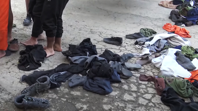صور من مقطع فيديو يظهر عناصر داعش بعد محاولة فرارهم من السجن - تصوير: SDF